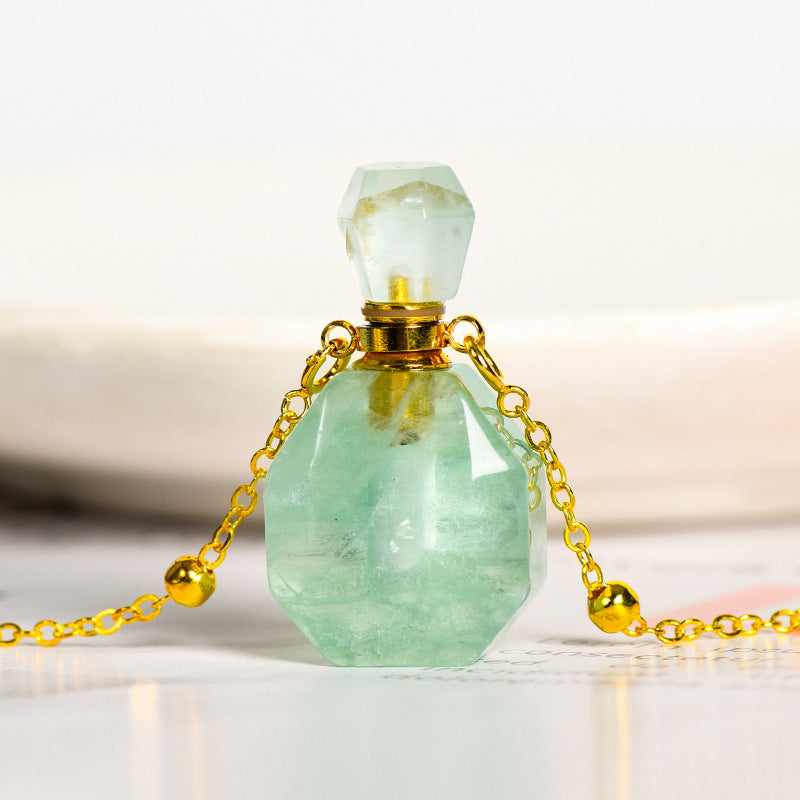 Hot selling new multi-color optional crystal perfume bottle simple personalized necklace pendant 