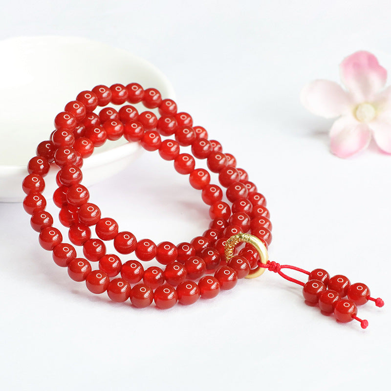 Natural red agate multi-circle bracelet chalcedony with running ring bracelet for women national trend MN4062604