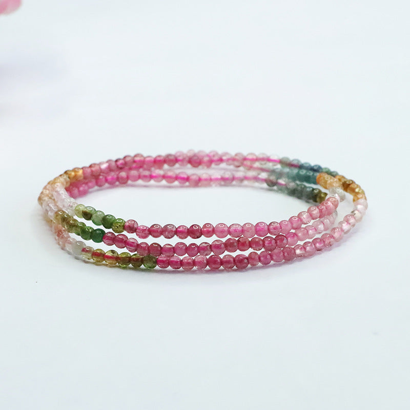 Natural Rainbow Tourmaline Bracelet Multiple Circles Brazilian Old Pit Bracelet for Women CB3022405 