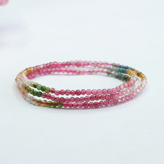 Natural Rainbow Tourmaline Bracelet Multiple Circles Brazilian Old Pit Bracelet for Women CB3022405 