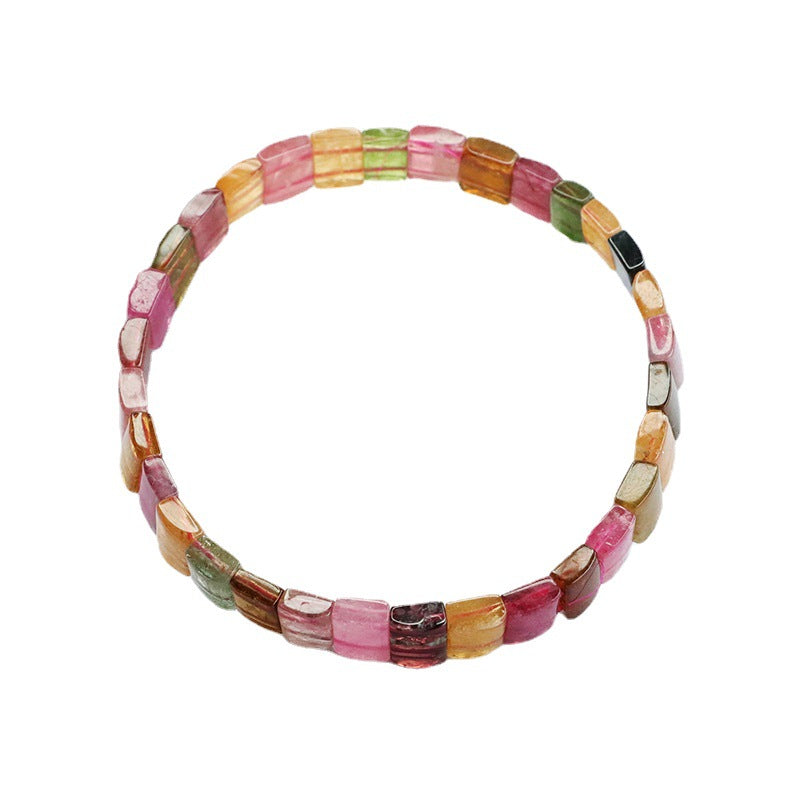 Natural Brazilian candy tourmaline hand string colorful treasure bracelet for women CB3021105 