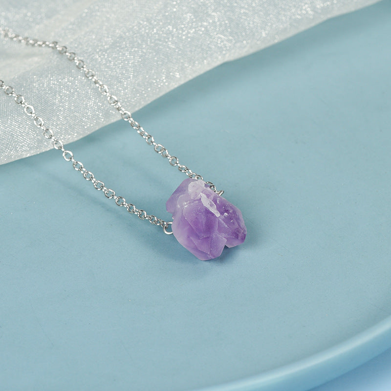 Brazilian natural amethyst rough stone pendant necklace bare stone amethyst cluster shaped amethyst flower pendant 