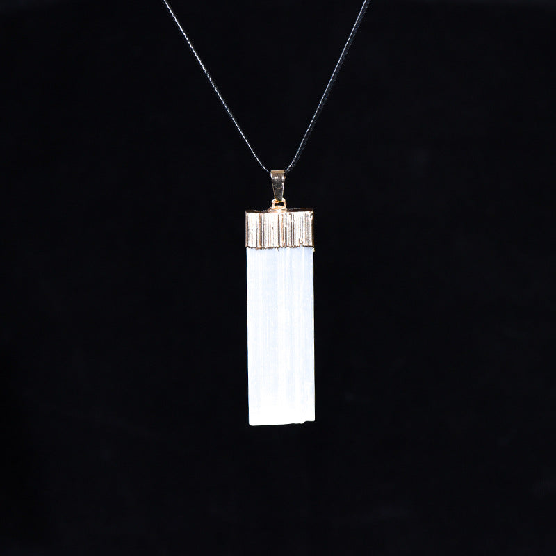 Natural gypsum strip electroplating pendant large quantity spot natural crystal raw stone handmade diy pendant necklace 