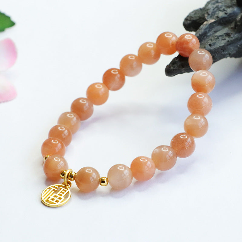 Natural Orange Moonlight Bracelet Sunstone Bracelet Crystal Jewelry CB2102613 