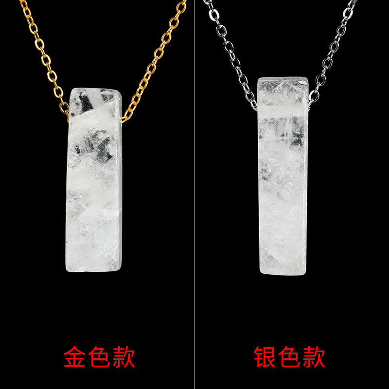 Natural crystal agate personalized irregular flat long necklace with long pendant 