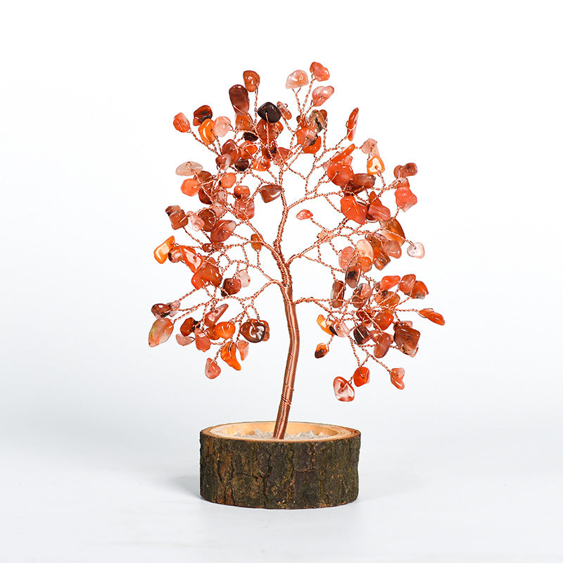 Natural crystal tree gravel solid wood ornaments crystal tree home creative office decoration crafts color modeling base 