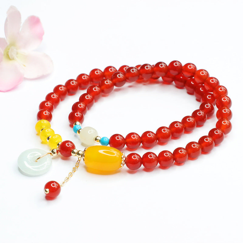 Natural red agate bracelet chalcedony jade peace buckle bracelet MN2062703