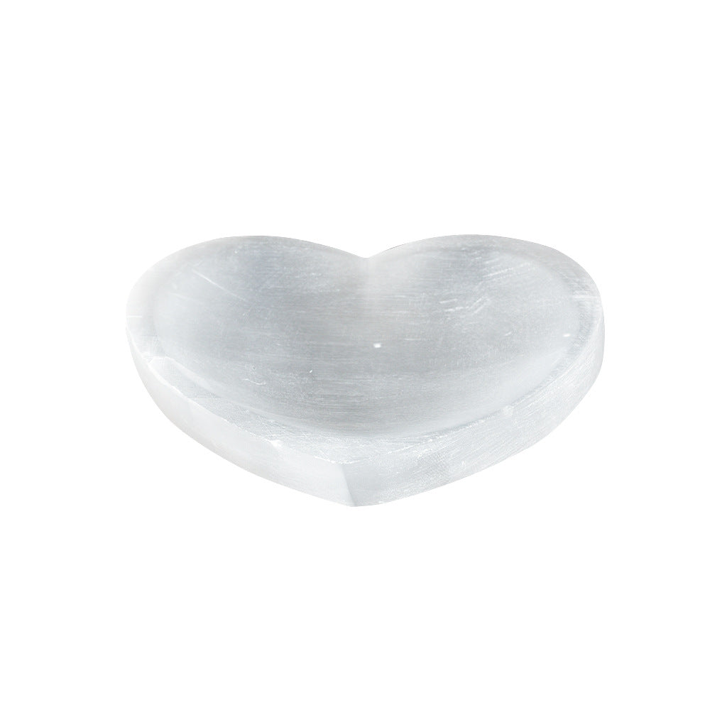 Manufacturer's natural Moroccan white gypsum bowl, heart-shaped crystal rough stone, creative home desktop decoration 