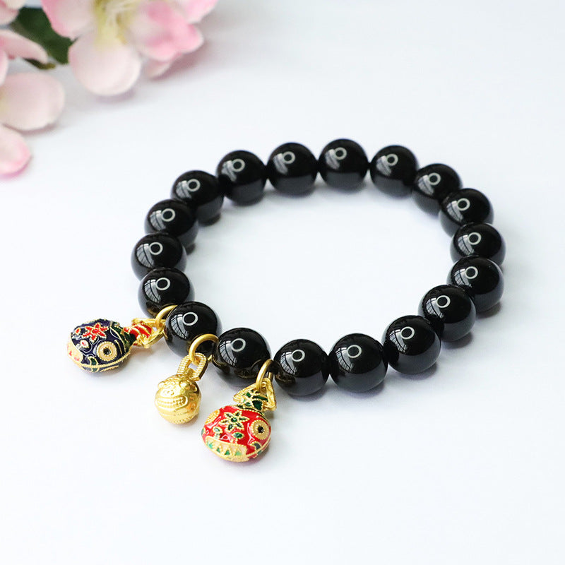 Black Agate Bracelet Gold Swallowing Beast Bracelet Crystal for Men and Women MN3091607 