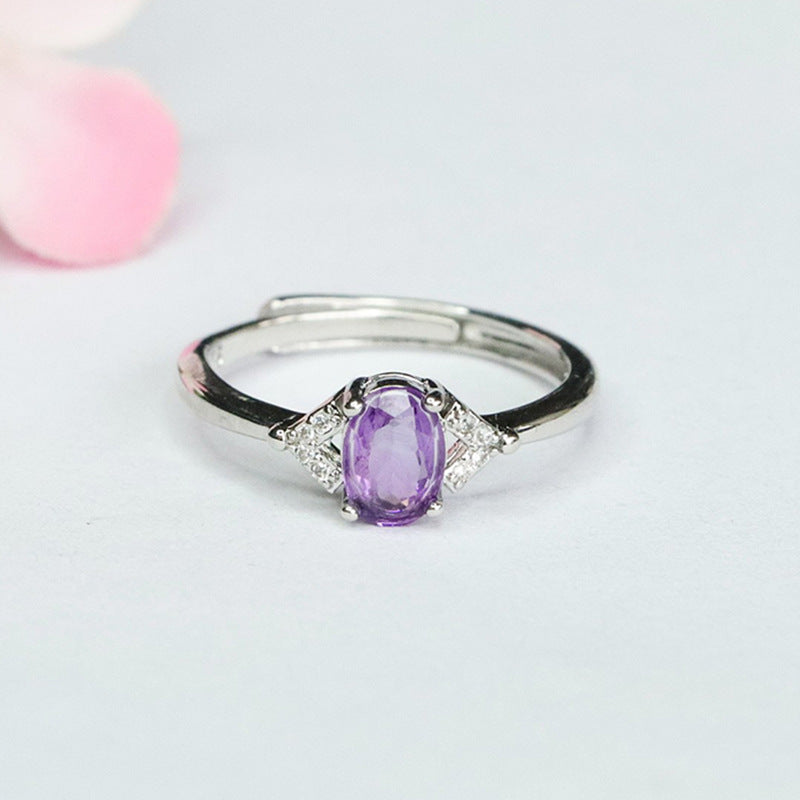 Natural amethyst ring purple color treasure ring ring jewelry live broadcast one piece CB2040713 