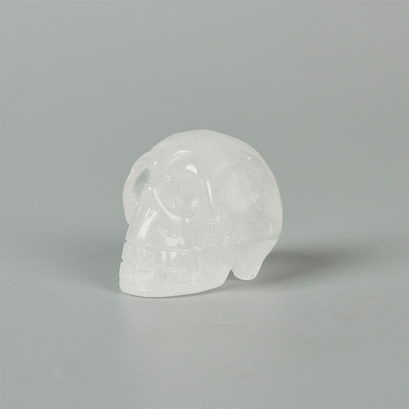 Crystal carved skull jade home office crystal pink aventurine semi-precious stone 1.5 inch skull ornament 