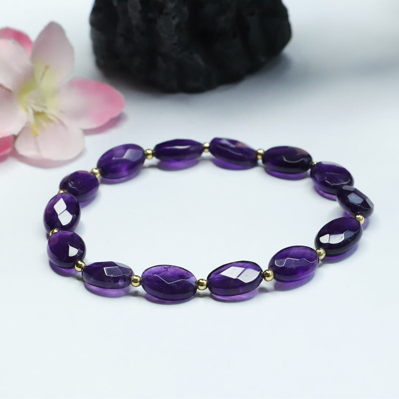 Natural Amethyst Bracelet Faceted Bracelet Single Circle Colorful Treasure Jewelry CB2120139 