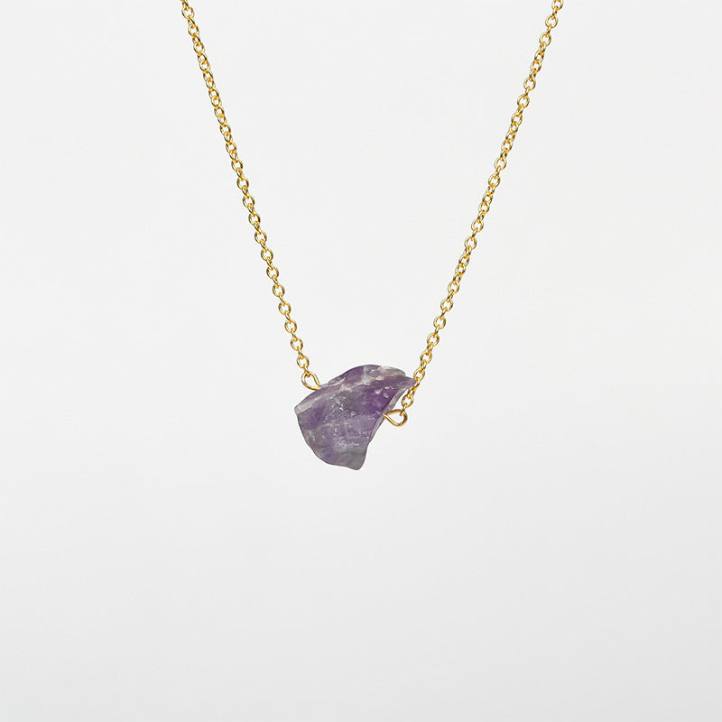 Jewelry Raw Amethyst Irregular Raw Stone Pendant Raw Rough Stone Rose Quartz Citrine Necklace 