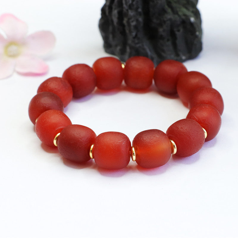 . Natural old material red agate bracelet original leather chalcedony bracelet jewelry...2040409