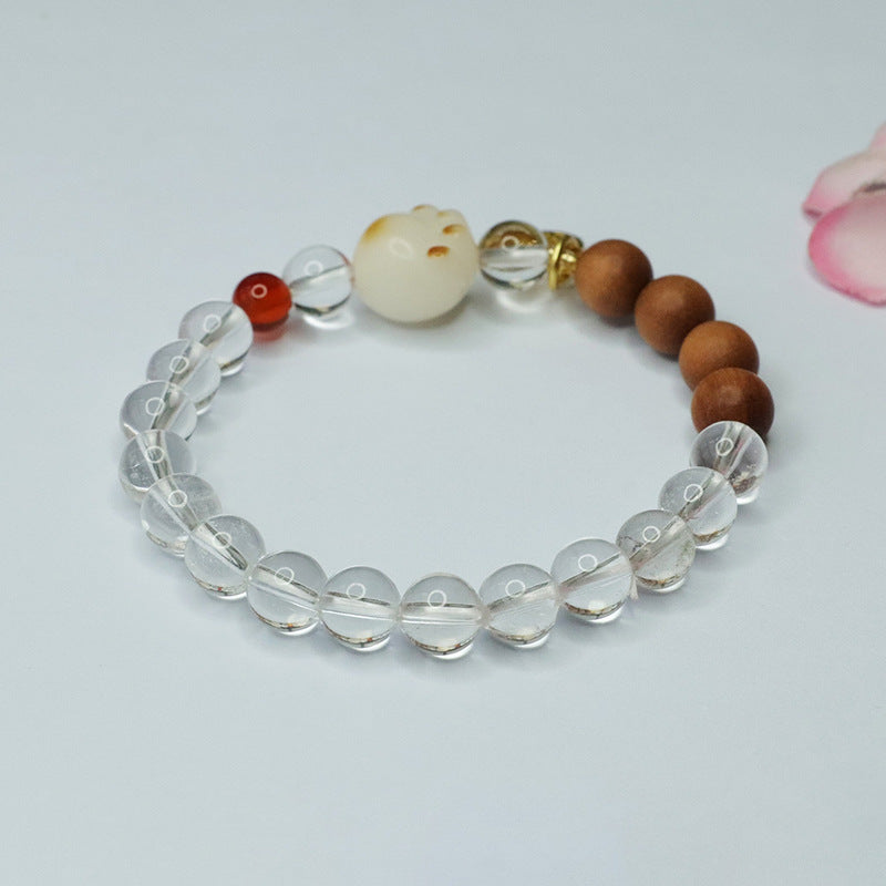 Natural white crystal bracelet sandalwood bodhi root cat claw bracelet for women CB3091502 