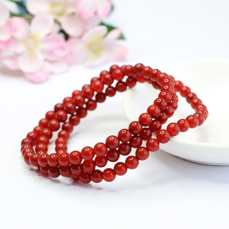 Red agate full red bracelet 108 beads necklace south red MN2041411 