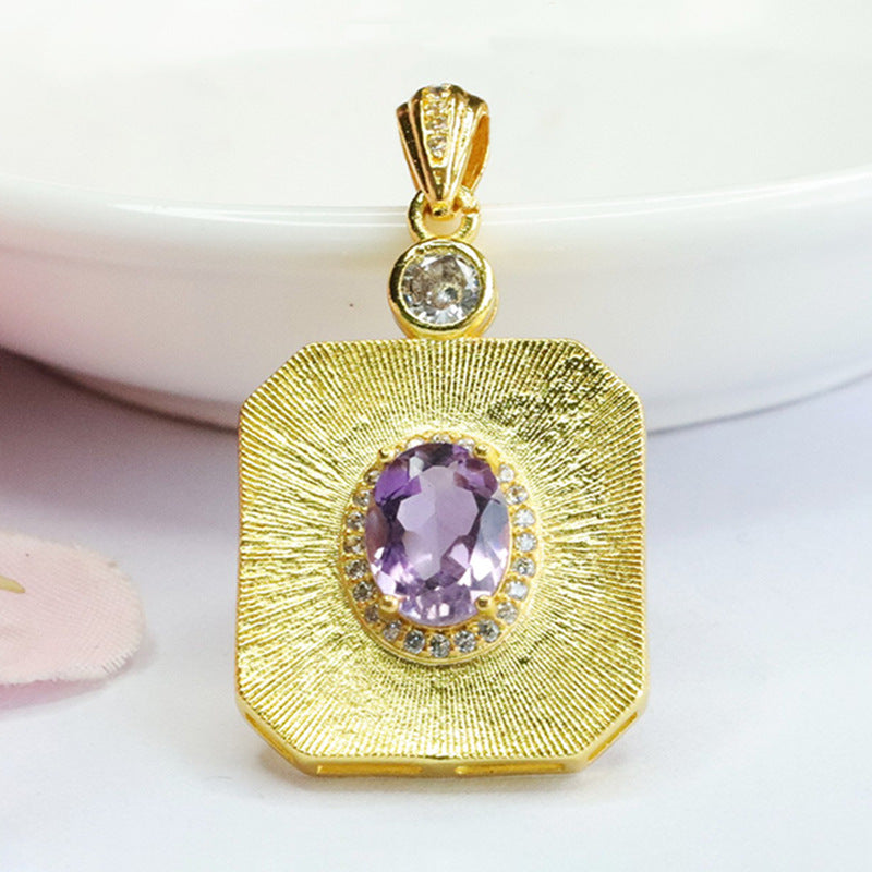 Natural amethyst pendant purple colored gemstone pendant necklace CB3080116 