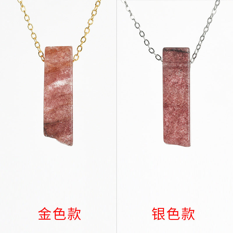 Natural crystal agate personalized irregular flat long necklace with long pendant 