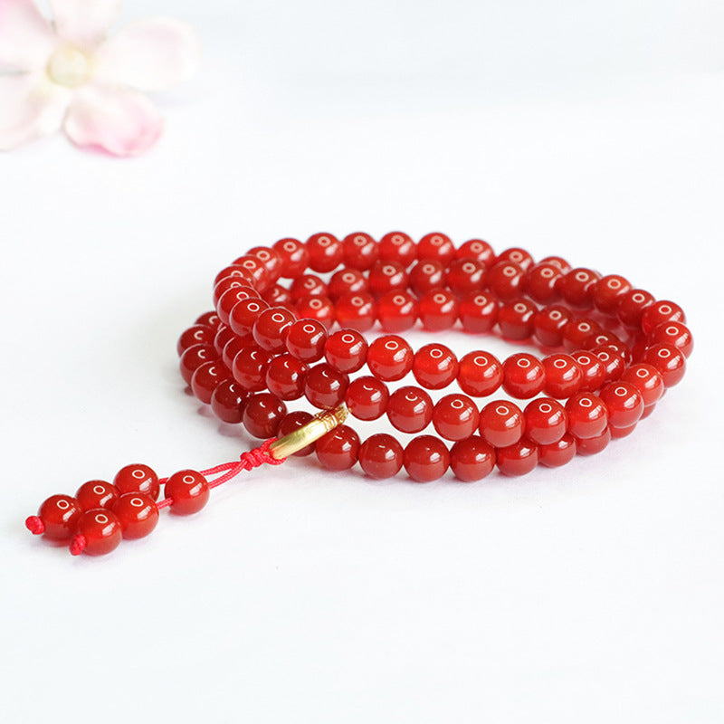 Natural red agate multi-circle bracelet chalcedony with running ring bracelet for women national trend MN4062604