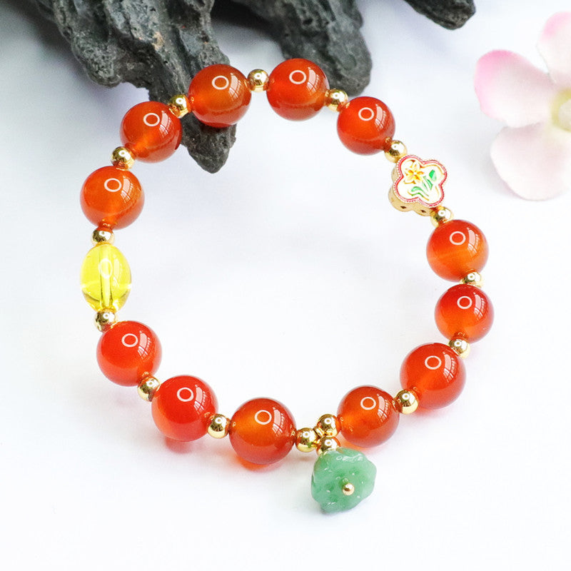 Natural red agate bracelet lotus tassel chalcedony DIY bracelet colorful treasure MN2052402