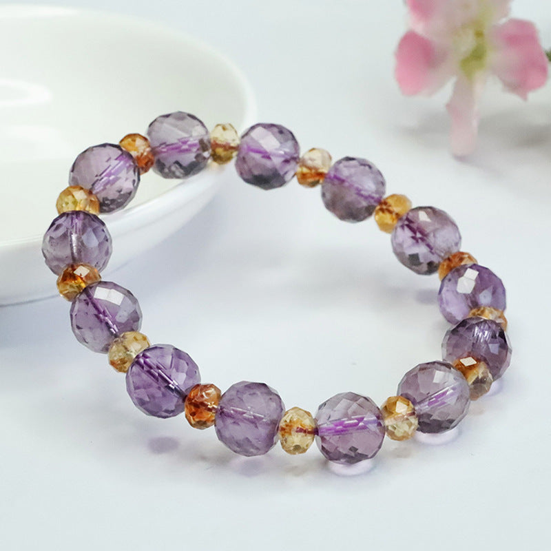 Natural amethyst faceted beads bracelet citrine bracelet jewelry CB3111407 