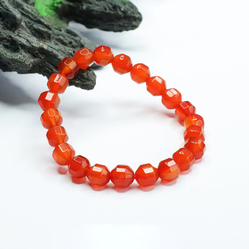 Natural Ice Red Agate Bracelet Faceted Single Circle Bracelet CB3050506