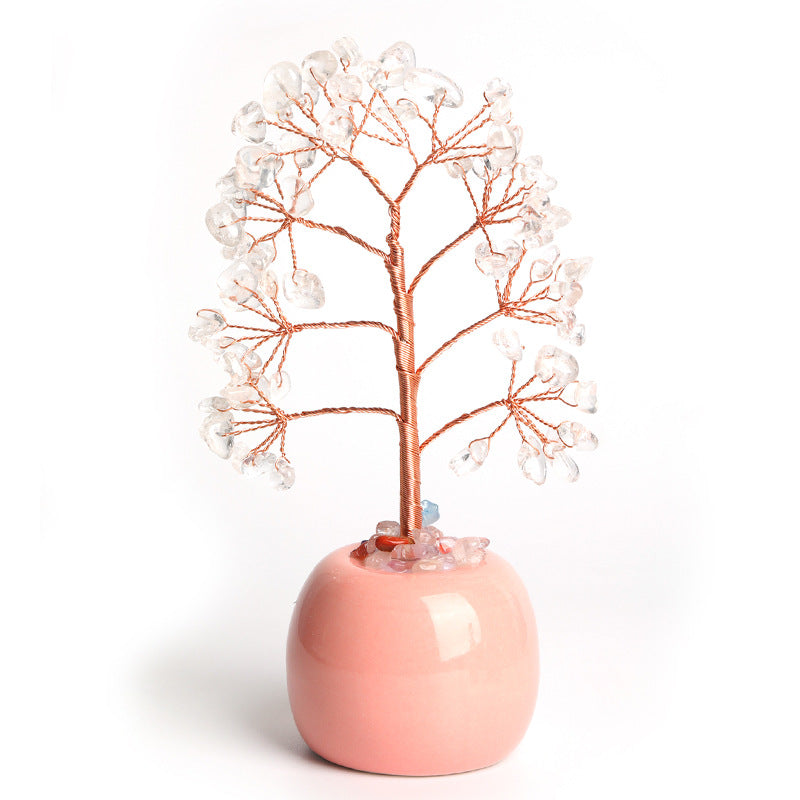 Natural crystal tree gravel pot decoration craft tree home creative office decoration crafts color modeling base 