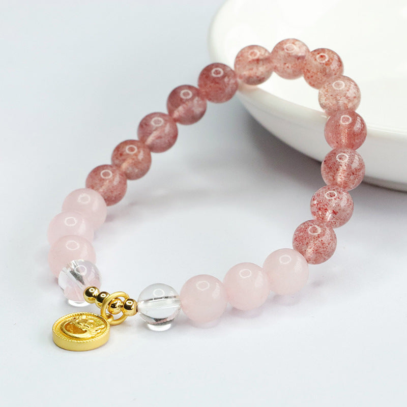 Natural Pink Crystal Bracelet Strawberry Crystal Auspicious Dragon Bracelet Year of the Dragon Jewelry Wholesale Delivery CB4022307 