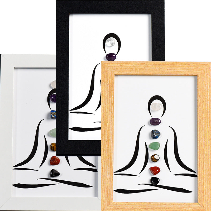 Yoga Girl Colored Original Stone Crystal Wooden Picture Frame Setup for Moving to a New Home Wooden Picture Frame Home Decoration 