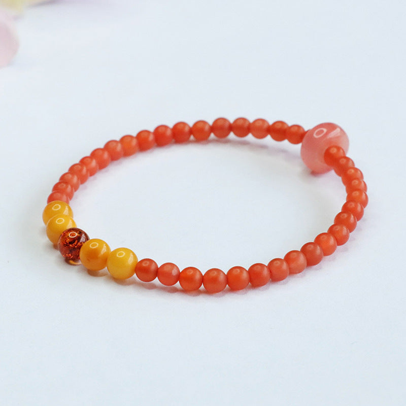 Baoshan Nanhong Bracelet Amber Beeswax Bracelet Women's Ancient Style MN3072105 