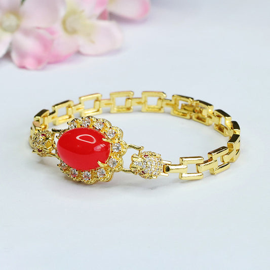 Red agate bracelet pigeon blood carnelian leopard head bracelet MN3080413