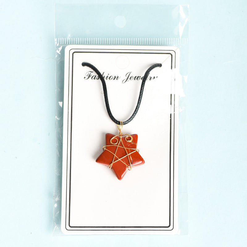 Natural crystal raw stone mini star five-pointed star jade pendant hand-wound hot-selling jewelry 