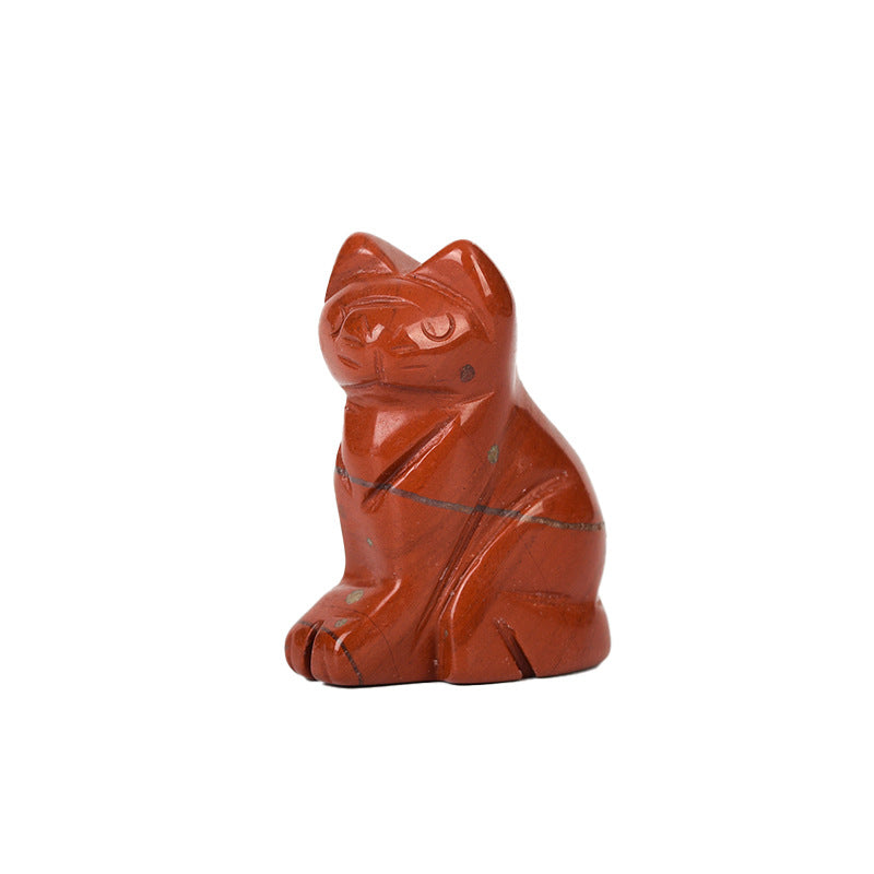 1.5-inch cat ornaments, natural crystal raw stones, semi-precious stone carvings, handicrafts, desktop jade