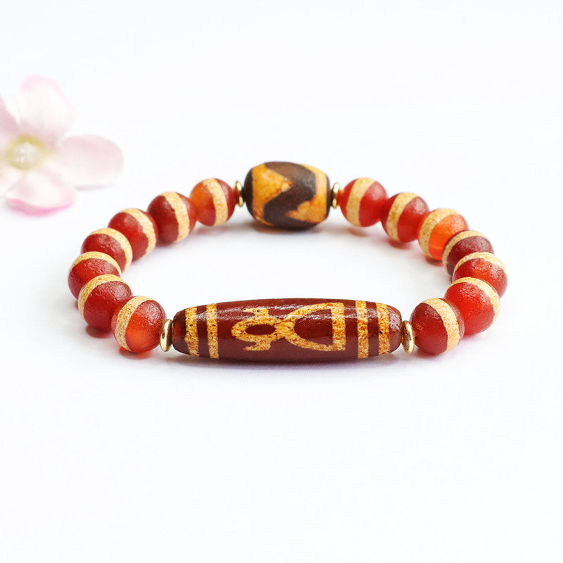 Old material God of Wealth Dzi beads Passepartout bracelet MN2042109