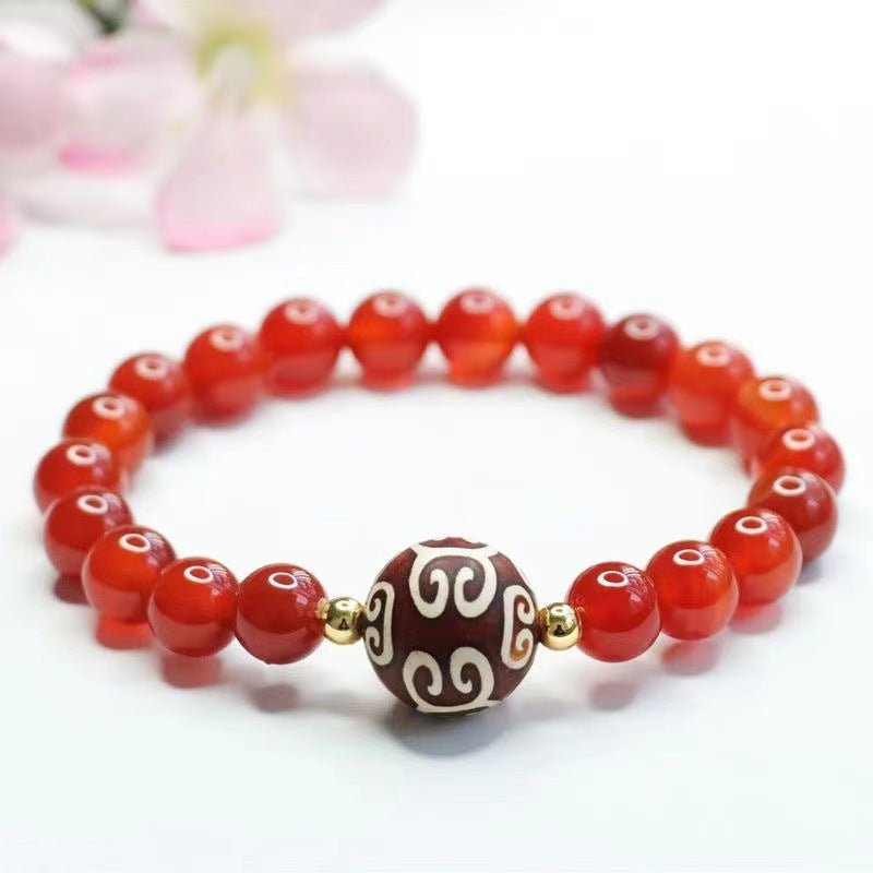 Red agate bracelet palindrome beads chalcedony bracelet jewelry MN1122570