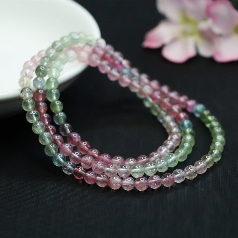 Natural crystal Brazilian old mine tourmaline fully transparent bracelet macaron multi-circle jewelry gift CB2112907 