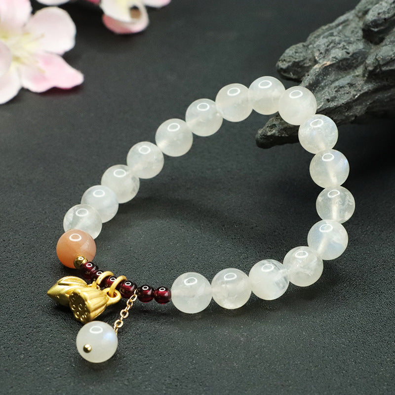 Natural labradorite bracelet white moonlight orange moonlight garnet bracelet for women CB3032902 