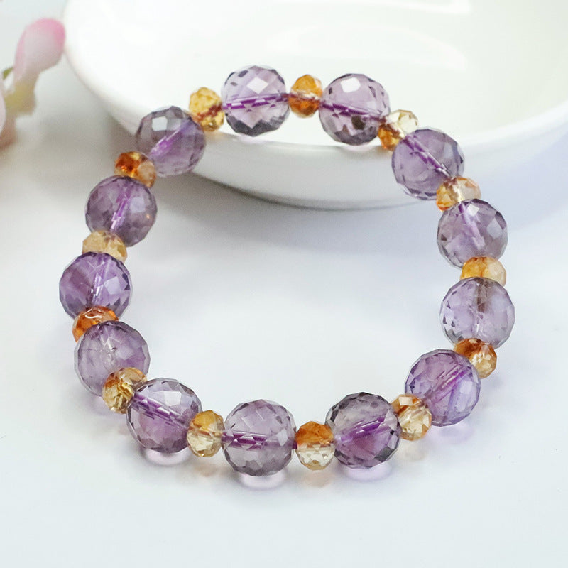 Natural amethyst faceted beads bracelet citrine bracelet jewelry CB3111407 