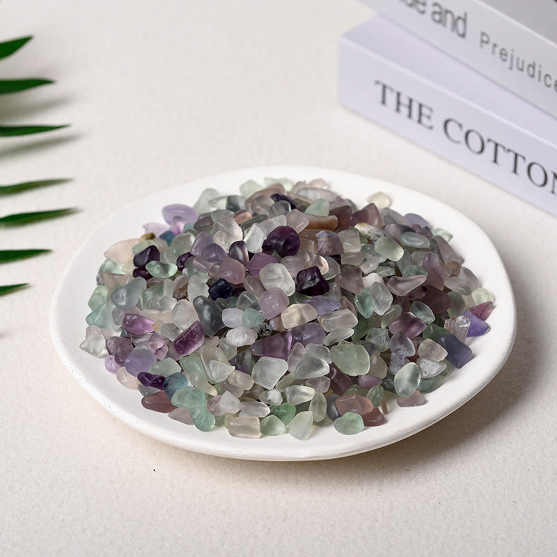 Natural colored fluorite gravel polished and shaped aromatherapy diffuser stone fish tank flower pot pavement small particle decorative stone 