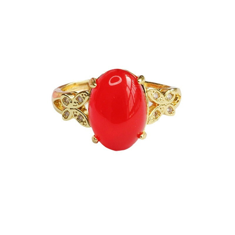 Natural red agate ring pigeon blood carnelian ring palace style MN3100102