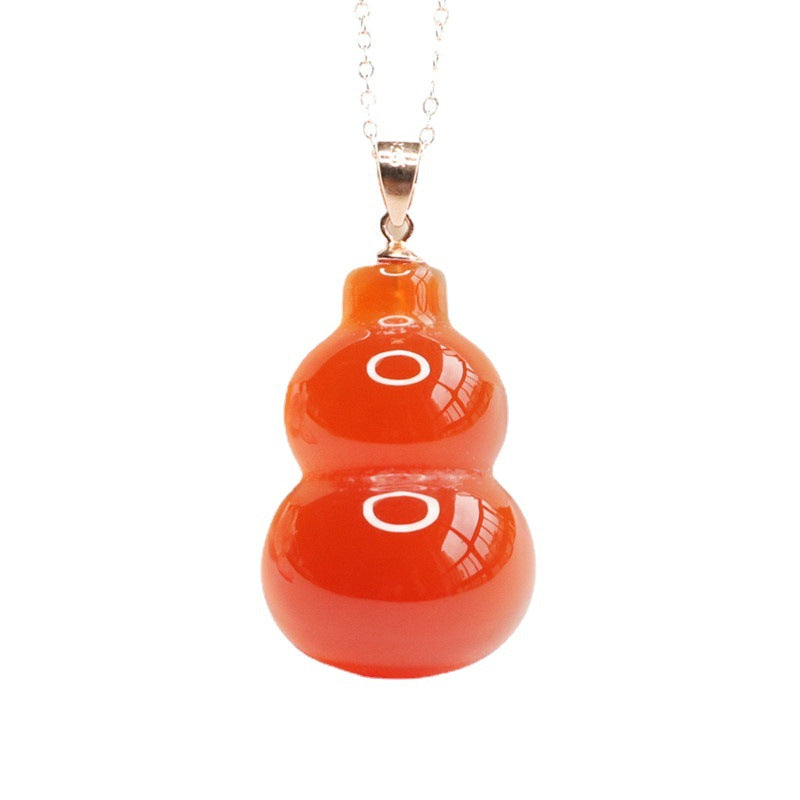 S925 silver inlaid with natural red agate gourd pendant chalcedony pendant jewelry MN2042011