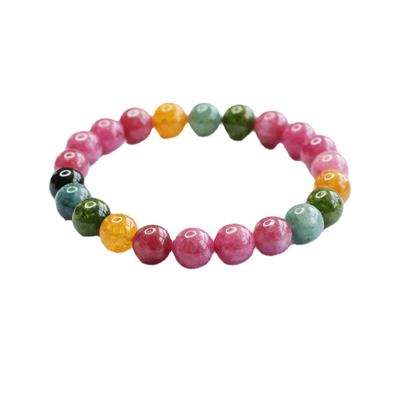 Natural Tourmaline Bracelet Brazilian Rainbow Bracelet 8mm Crystal Color Treasure Supply CB2081602 