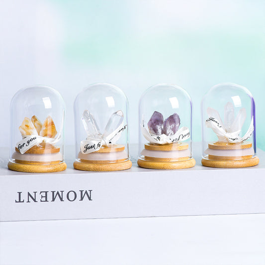 Natural crystal strip glass cover micro landscape crystal tree children's popular science festival gift home decoration ornaments 