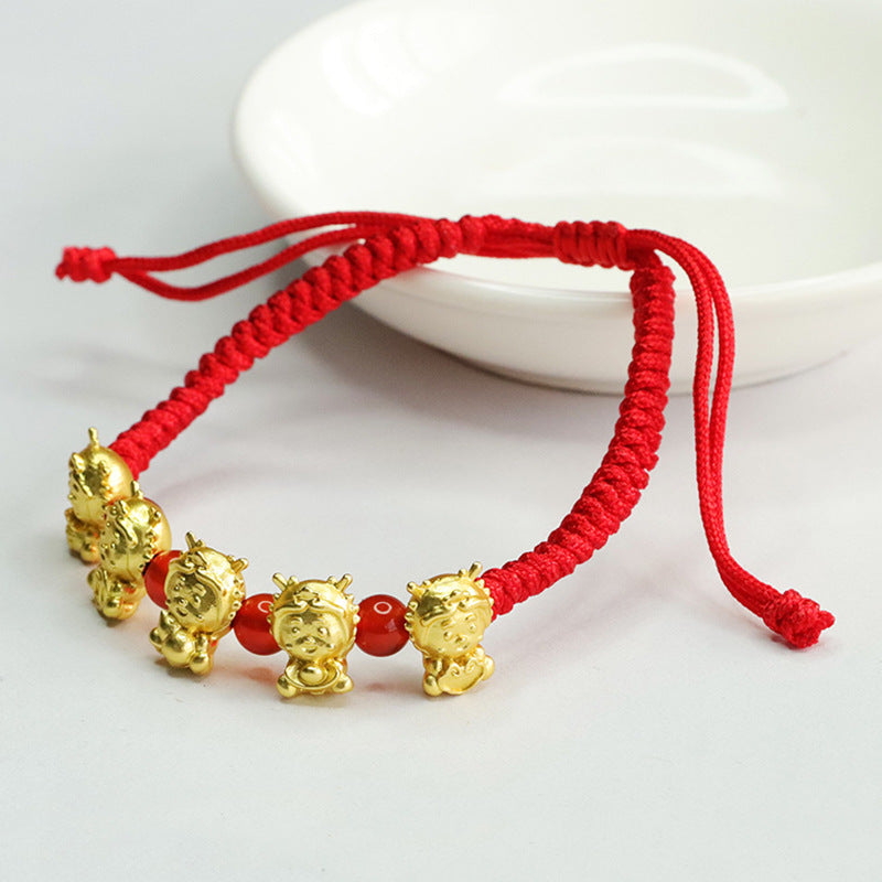 Natural Red Agate Bracelet Five Fortune Dragon Bracelet Year of the Dragon Ben Ming Nian Bracelet MN3122907