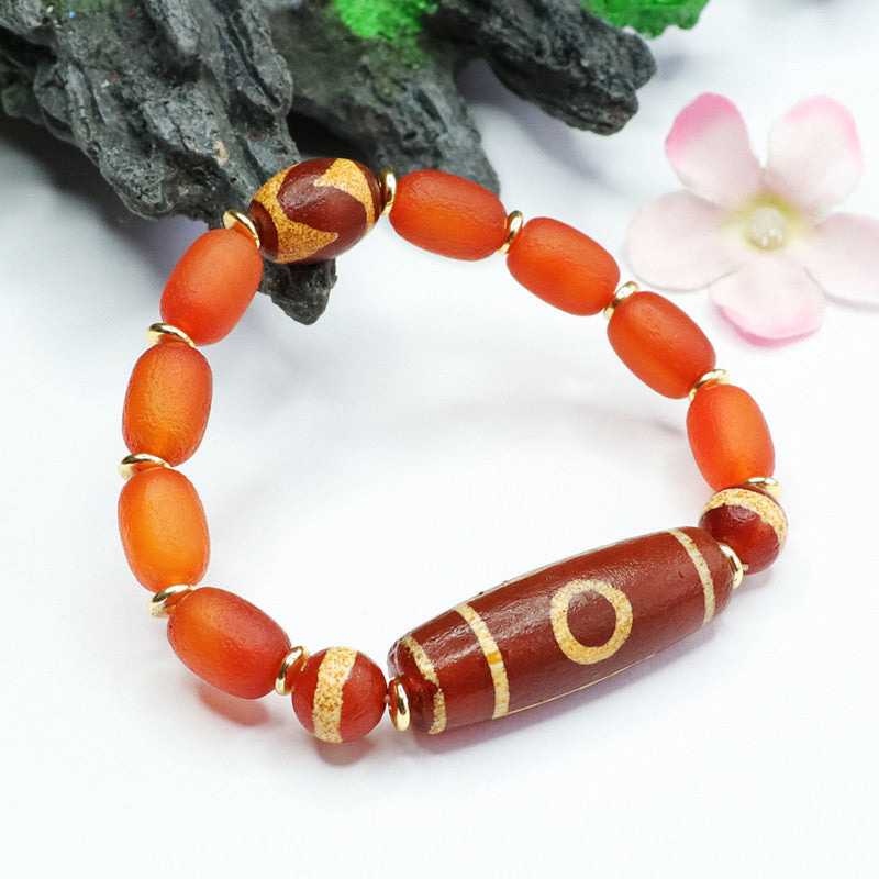 Old material red agate bracelet Dzi beads passepartout bracelet MN2042016