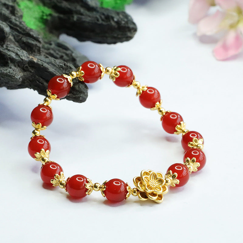 Natural Red Agate Bracelet Lotus Gypsophila Bracelet Women's Crystal Jewelry MN3030704