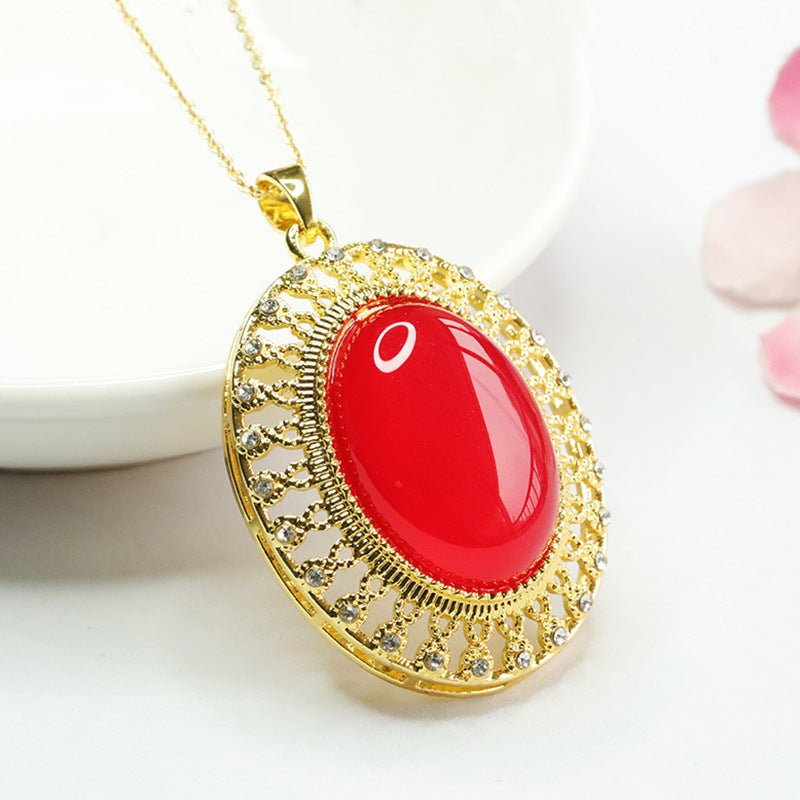 Red agate pendant pigeon blood carnelian necklace national fashion jewelry MN4042406