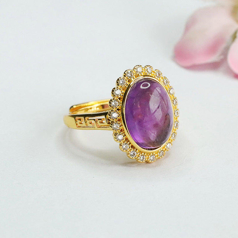 Natural Amethyst Ring Purple Colorful Jewelry Ring Fashion Ring CB4040505 