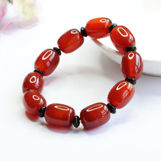 Natural red agate bracelet chalcedony passepartout bucket bead bracelet MN2102603