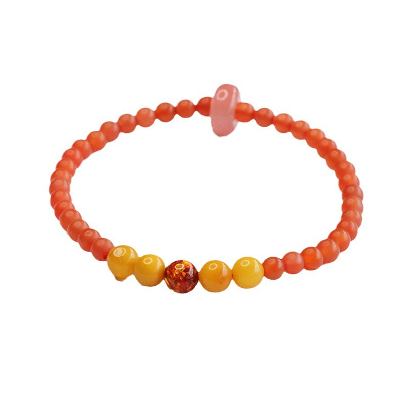 Baoshan Nanhong Bracelet Amber Beeswax Bracelet Women's Ancient Style MN3072105 